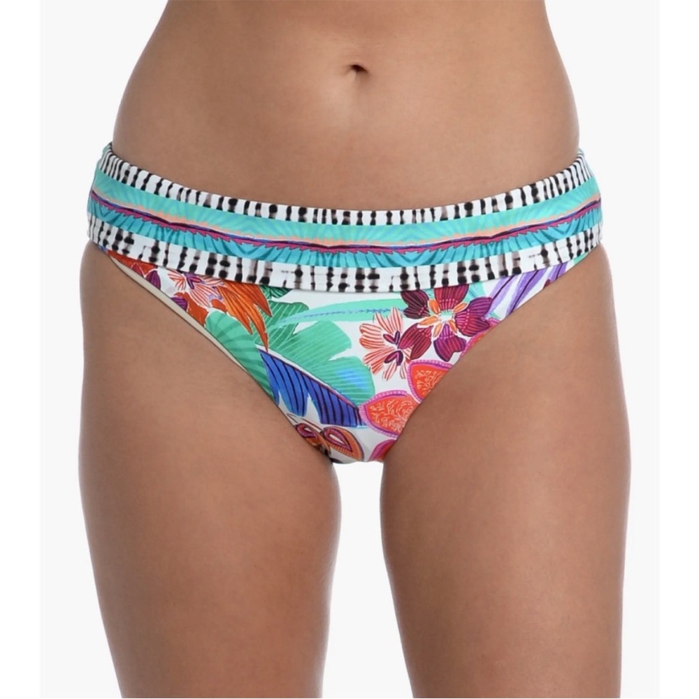 La Blanca Tropez Soft Banded Bikini Bottom Floral Full Coverage Size 12